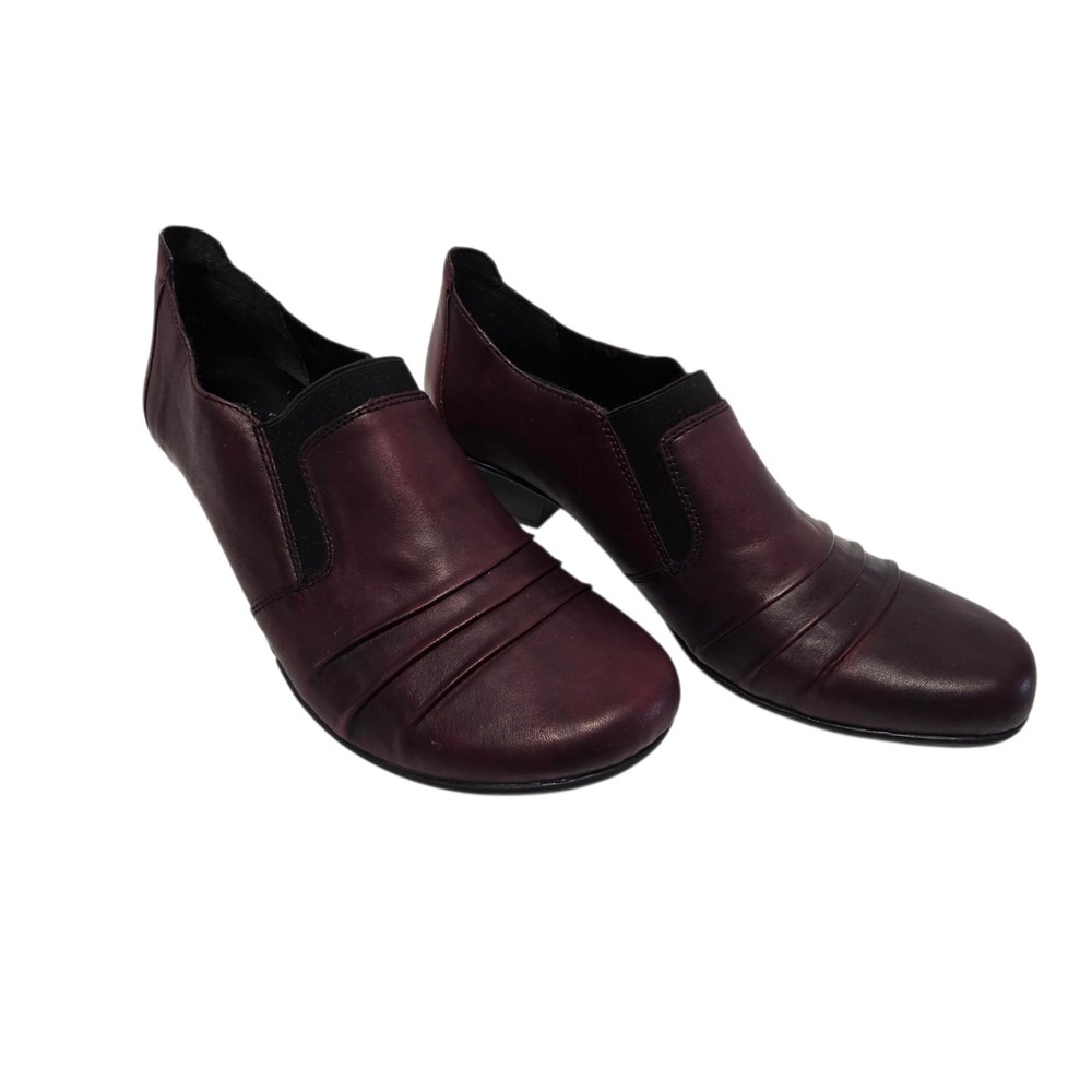 Remonte Burgundy Wine Leather Ankle Boots Size 38 EU US 7 Heel Comfort Fall